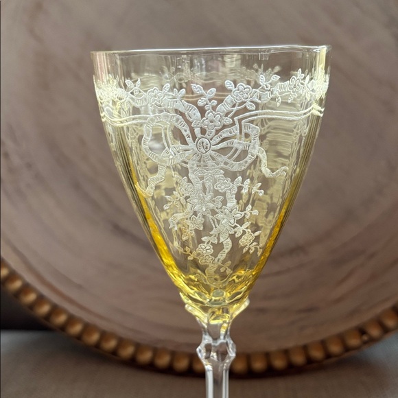 Fostoria June Topaz (Yellow) 2 Crystal Water Glasses Rare Find From 1930’s - Picture 10 of 11